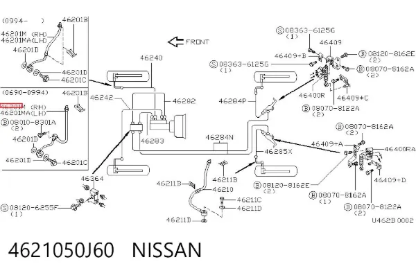 Шланг тормозной передний правый 4621050J60 Nissan/Infiniti