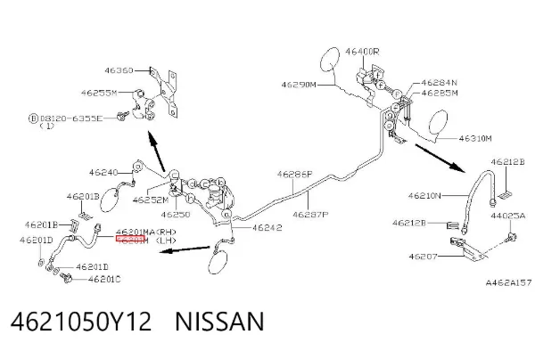 Шланг тормозной передний левый 4621050Y12 Nissan/Infiniti