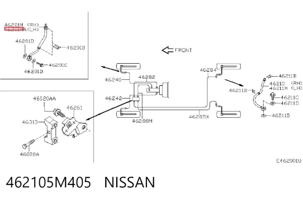 Шланг тормозной передний левый 462105M405 Nissan/Infiniti