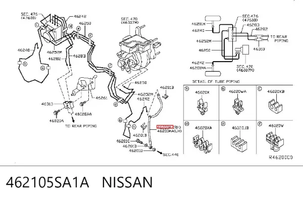 Шланг тормозной передний 462105SA1A Nissan/Infiniti