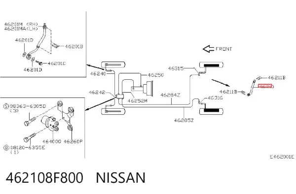 Шланг тормозной задний правый 462108F800 Nissan/Infiniti