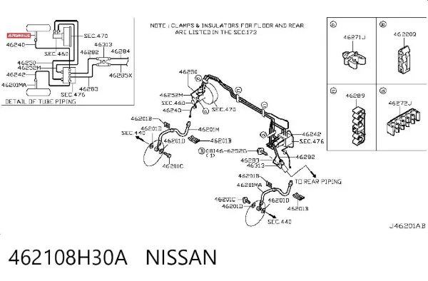 Шланг тормозной передний правый 462108H30A Nissan/Infiniti