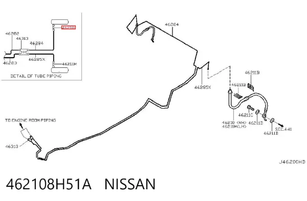 Шланг тормозной задний правый 462108H51A Nissan/Infiniti