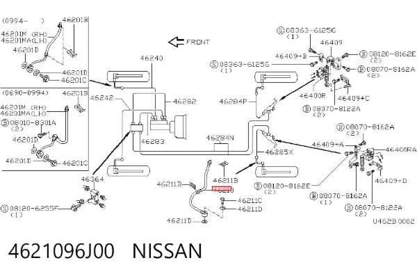 Задний тормозной шланг 4621096J00 Nissan/Infiniti