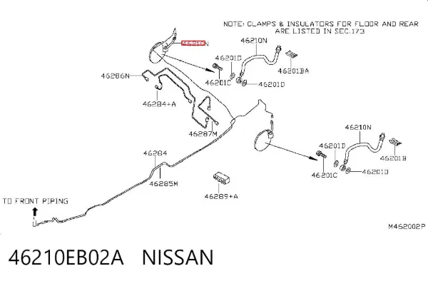Задний тормозной шланг 46210EB02A Nissan/Infiniti