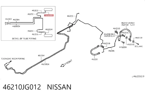 Шланг тормозной задний правый 46210JG012 Nissan/Infiniti