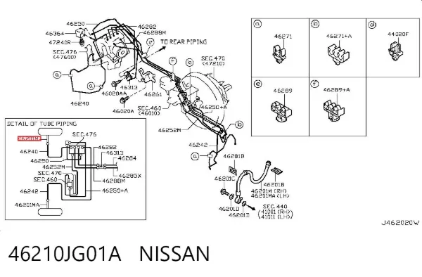 Шланг тормозной передний правый 46210JG01A Nissan/Infiniti