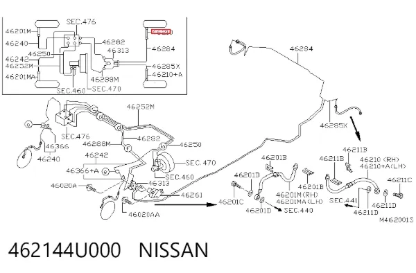 Шланг тормозной задний правый 462144U000 Nissan/Infiniti