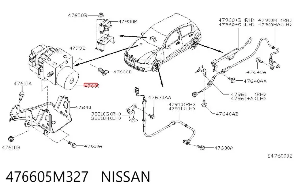 Блок АБС 476605M327 Nissan/Infiniti