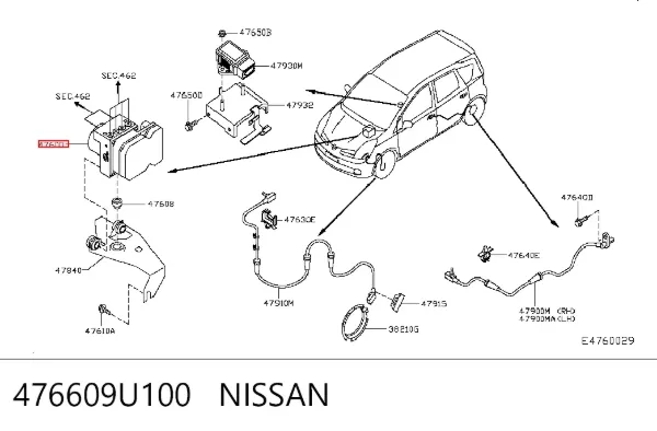 Блок АБС 476609U100 Nissan/Infiniti