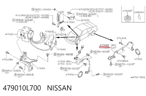 Датчик АБС задний левый 479010L700 Nissan/Infiniti