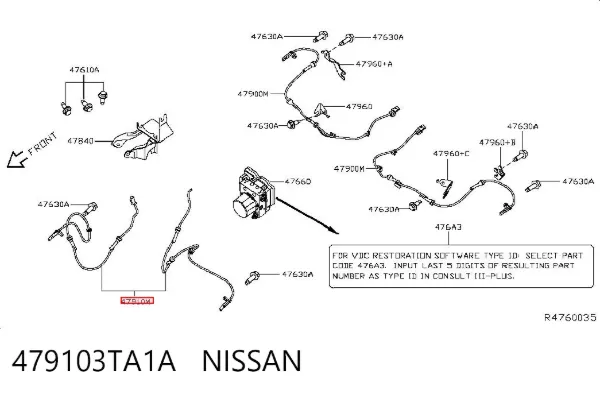 Датчик АБС передний 479103TA1A Nissan/Infiniti