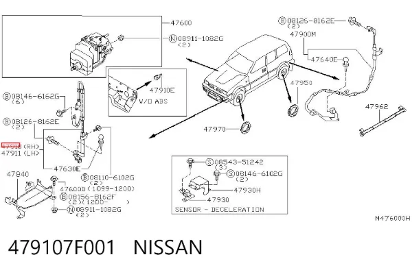 Датчик АБС (ABS) передний правый 479107F001 Nissan/Infiniti