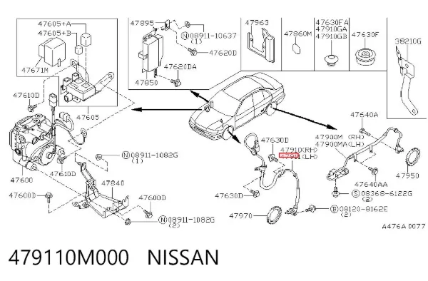 Датчик АБС (ABS) передний левый 479110M000 Nissan/Infiniti
