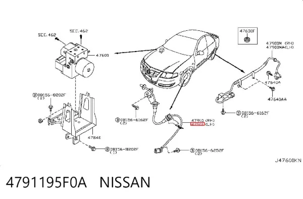 Датчик АБС (ABS) передний левый 4791195F0A Nissan/Infiniti