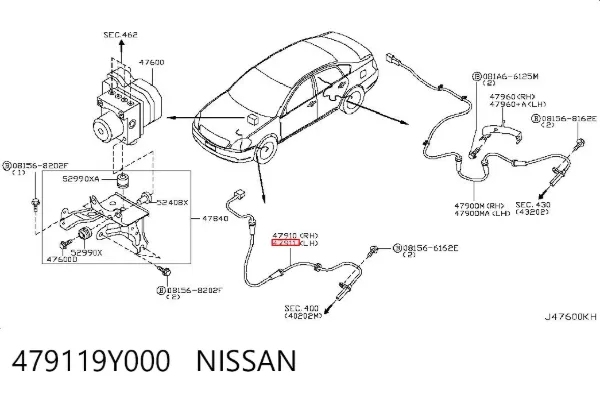 Датчик АБС (ABS) передний левый 479119Y000 Nissan/Infiniti