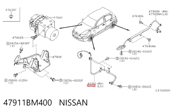 Датчик АБС (ABS) передний левый 47911BM400 Nissan/Infiniti