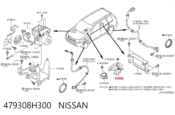 Датчик продольного ускорения 479308H300 Nissan/Infiniti