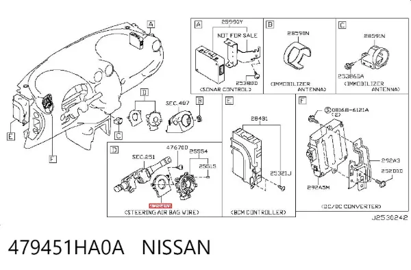 Датчик угла поворота руля 479451HA0A Nissan/Infiniti