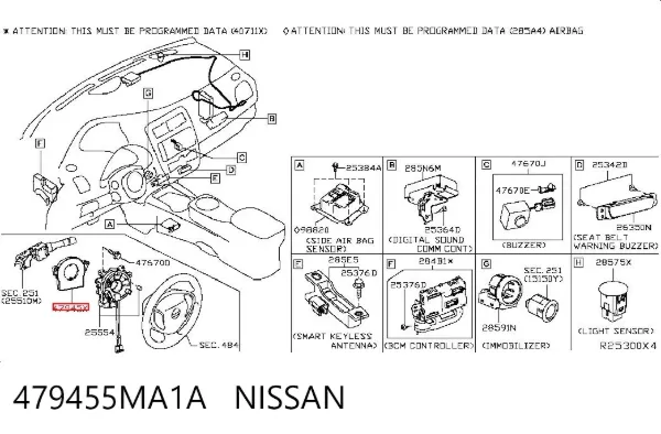 Датчик угла поворота руля 479455MA1A Nissan/Infiniti