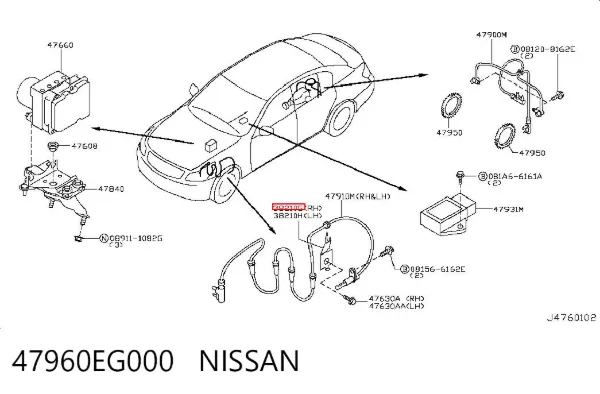 Датчик АБС (ABS) передний правый 47960EG000 Nissan/Infiniti