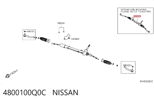 Рулевая рейка 4800100Q0C Nissan/Infiniti