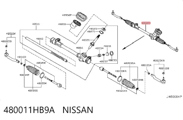 Рулевая рейка 480011HB9A Nissan/Infiniti