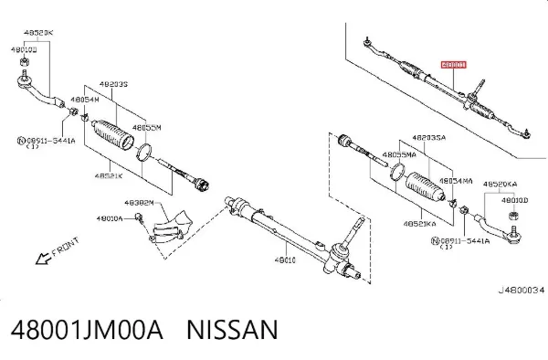 Рулевая рейка 48001JM00A Nissan/Infiniti