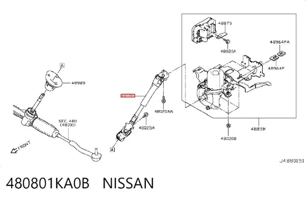 Вал рулевой колонки 480801KA0B Nissan/Infiniti