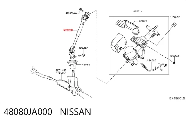 Вал рулевой колонки 48080JA000 Nissan/Infiniti