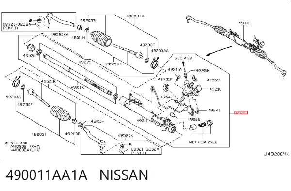 Рулевая рейка 490011AA1A Nissan/Infiniti