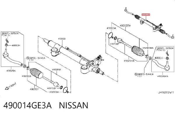Рулевая рейка 490014GE3A Nissan/Infiniti
