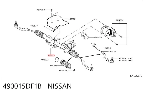 Рулевая рейка 490015DF1B Nissan/Infiniti