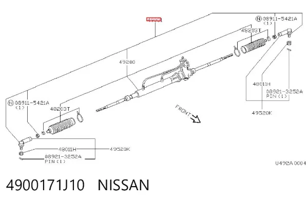 Рулевая рейка 4900171J10 Nissan/Infiniti