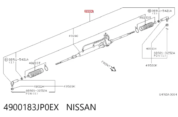 Рулевая рейка 4900183JP0EX Nissan/Infiniti