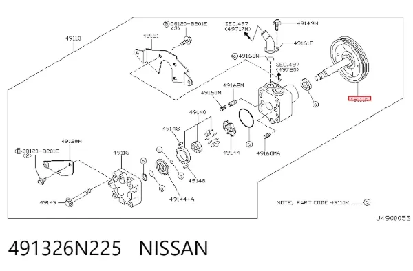 Шкив насоса ГУР 491326N225 Nissan/Infiniti