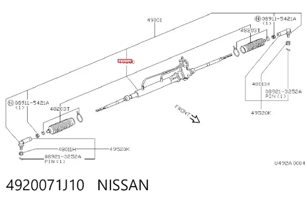 Рулевая рейка 4920071J10 Nissan/Infiniti
