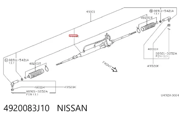 Рулевая рейка 4920083J10 Nissan/Infiniti