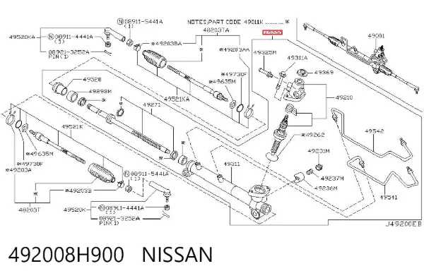 Рулевая рейка 492008H900 Nissan/Infiniti