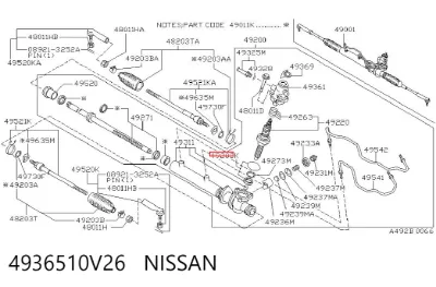 Ремкомплект рулевой рейки (механизма), (ком-кт уплотнений) NISSAN 4936510V26