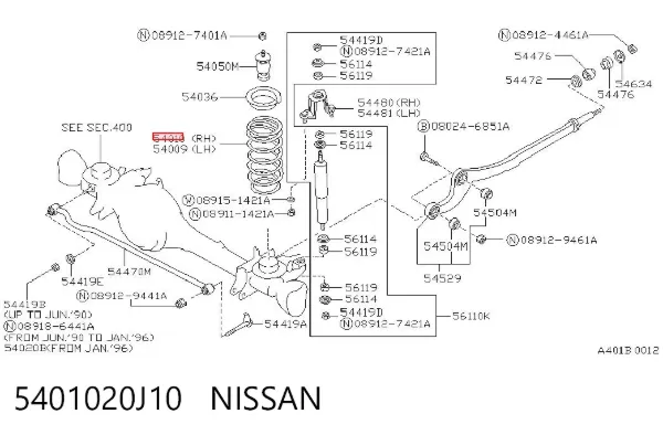 Передняя пружина 5401020J10 Nissan/Infiniti