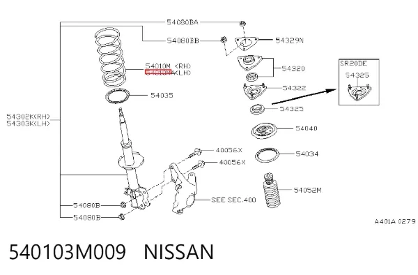 Передняя пружина 540103M009 Nissan/Infiniti