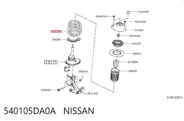 Передняя пружина 540105DA0A Nissan/Infiniti