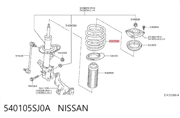 Передняя пружина 540105SJ0A Nissan/Infiniti