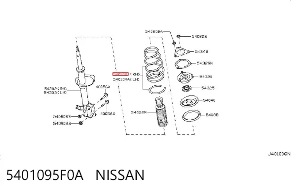 Передняя пружина 5401095F0A Nissan/Infiniti