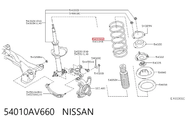 Передняя пружина 54010AV660 Nissan/Infiniti