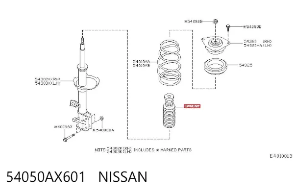 Буфер (отбойник) амортизатора переднего + пыльник 54050AX601 Nissan/Infiniti