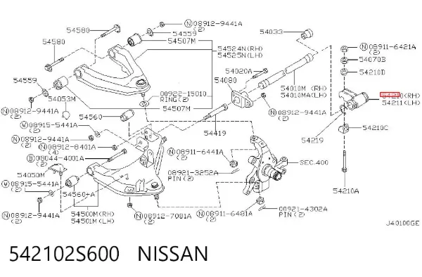 Кронштейн торсиона переднего, правый 542102S600 Nissan/Infiniti