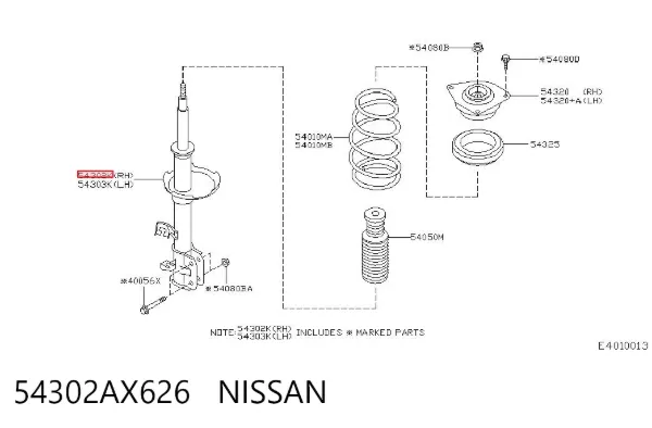 Амортизатор передний правый 54302AX626 Nissan/Infiniti