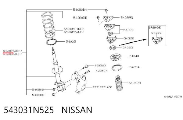 Амортизатор передний левый 543031N525 Nissan/Infiniti
